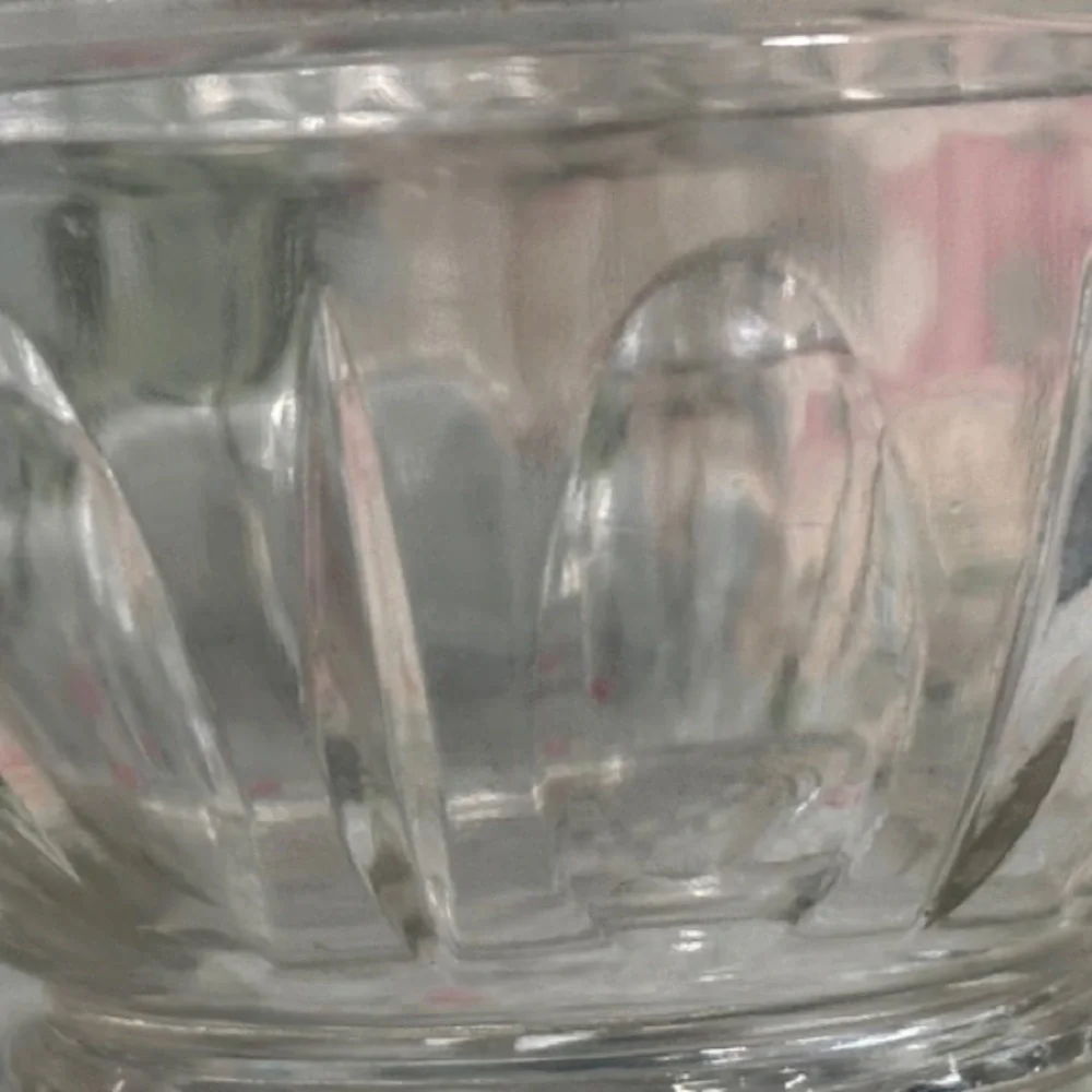 Vintage Diamond Cut Crystal Ice Bucket with Hammered Metal Handle